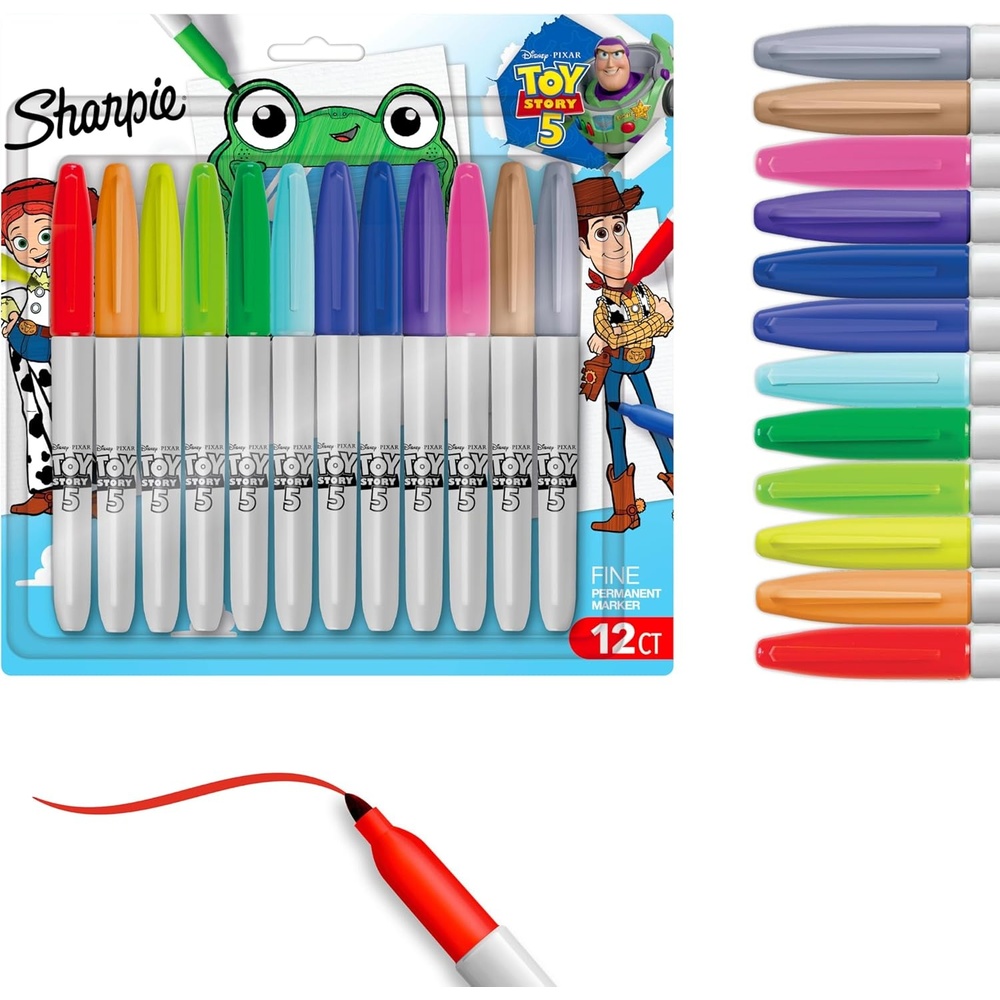 image:imageSharpie Permanent Markers Toy Story 5 Packaging Assorted Fine Point 12 Count12 Count Toy Story