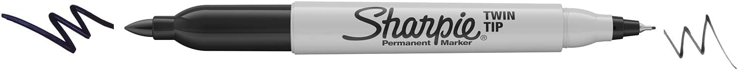 image:imageSharpie Twin Tip Permanent Markers Fine and Ultra Fine Black 4 Count