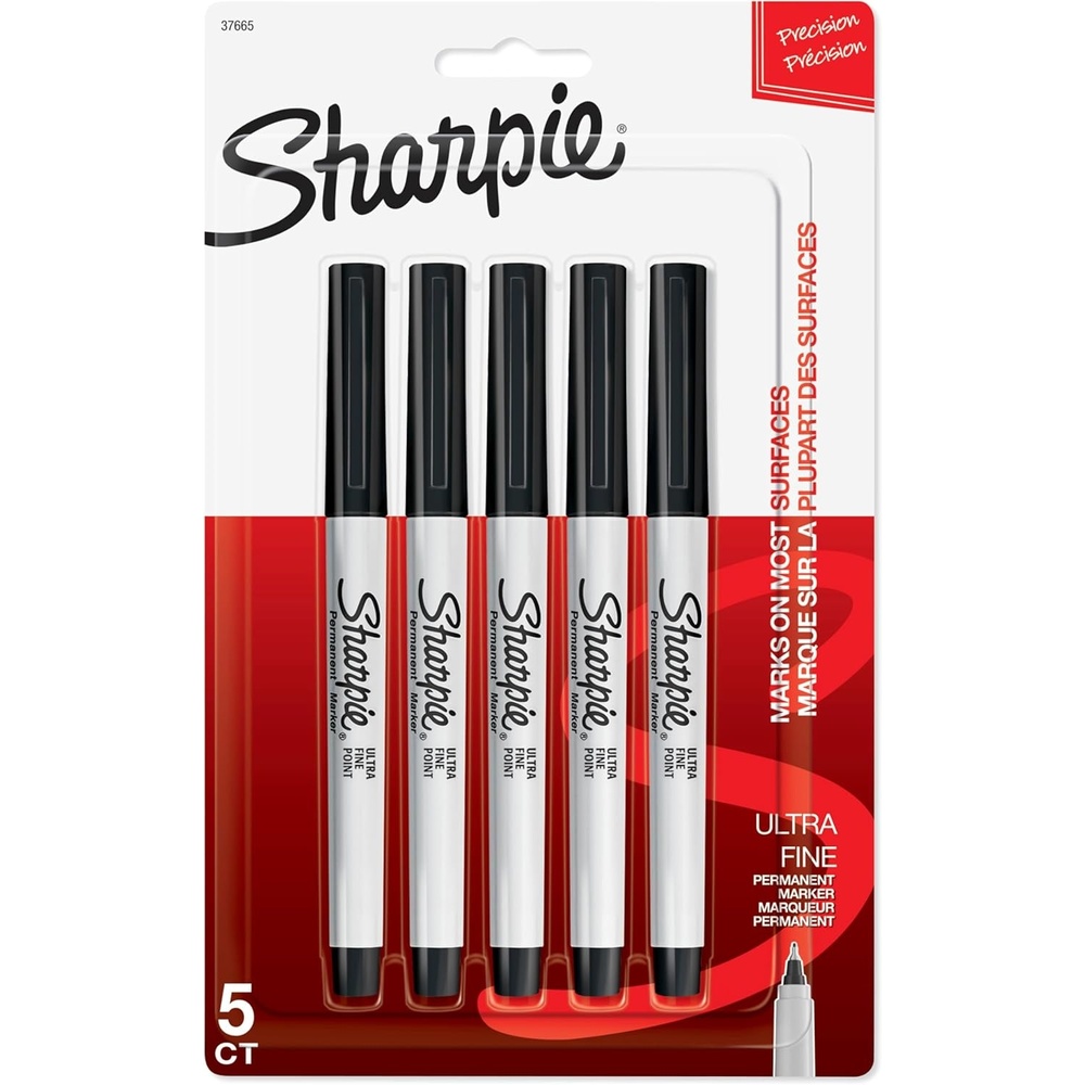 image:imageSharpie Permanent Markers Ultra Fine Point Black 5 Count Home School Office Supplies